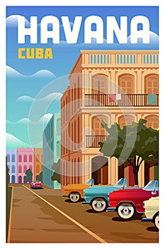 Havana, Cuba. Vector travel poster. photo