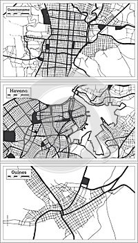 Havana, Guines and Guantanamo Cuba City Map Set