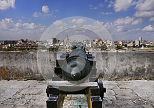 Havana skyline and cannon photo