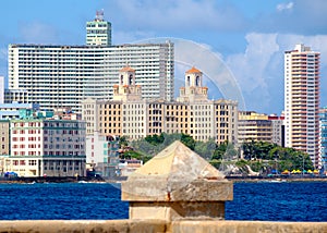 The Havana skyline and the Malecon seawall in Cuba