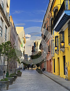 Havana street with colorful buildings