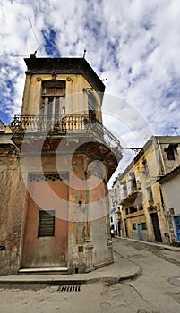 Havana street with eroded building