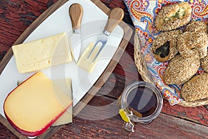 Havarti, manchego and gouda cheese photo