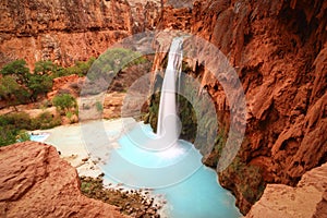 Havasupai waterfall - Beautiful Landscape - Havasupai Grand Canyon National Park Arizona AZ USA photo