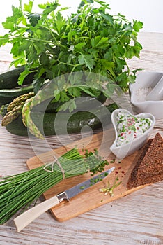 Have breakfast curd with chives