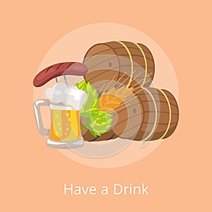 Have a Drink Vector Illustration of Beer Barrels