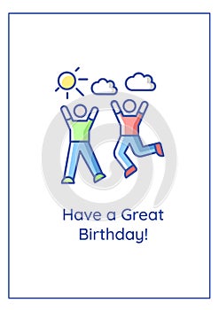 Have great birthday greeting card with color icon element