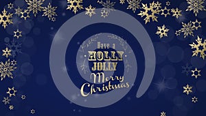 `Have a holly jolly Christmas` with golden font