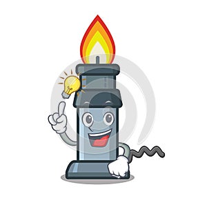 Have an idea bunsen burner above wooden cartoon table