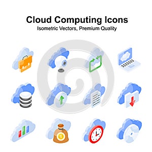 Have a look at this beautiful and amazing cloud computing isometric vectors set