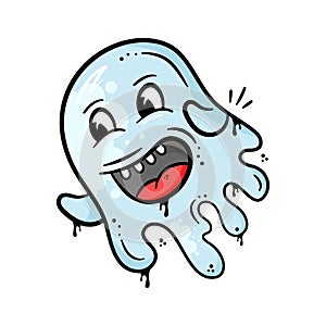 Have a look at this beautifully designed ghost vector, ghost in happy mood, expressions, emoji sticker