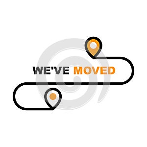 We have moved icon - resettlement, relocation and ecommerce delivery or transfer s photo