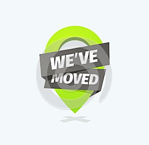 We have moved isolated vector icon. Information of relocation sign on white background