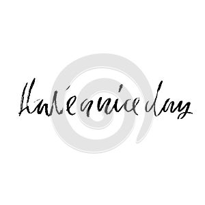 Have a nice day. Inspirational and motivational quote. Hand painted brush lettering. Handwritten modern typography