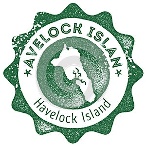 Havelock Island map vintage stamp.