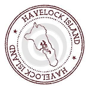 Havelock Island round rubber stamp with island.