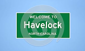 Havelock, North Carolina city limit sign. Town sign from the USA.