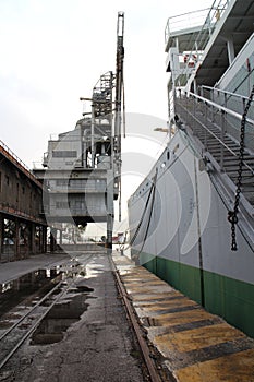 Haven of Piraeus with ship S.S. Hellas Liberty