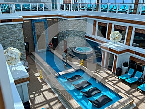 The Haven Pool on the Norwegian Cruise Lines Haven cruise ship Escape in Port Canaveral, Florida