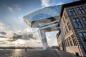 The `Havenhuis` or `Port Authority Building` of Zaha Hadid in Antwerp