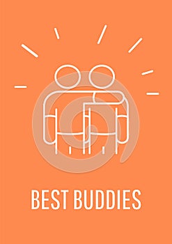 Having best buddy postcard with linear glyph icon