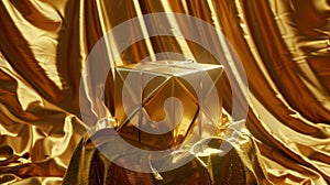 Having a gold silk cloth podium box cover would reveal the gift background 3D. It would be a golden satin fabric hidden