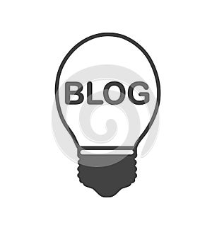 Having new ideas for blogging! Light bulb with the word Blog inside. Clean vector icon.