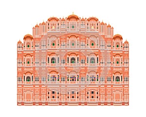 Hawa Mahal, Jaipur, India. Vector illustration.