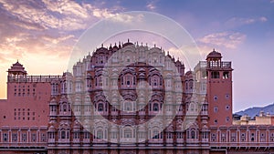 Hawa Mahal, Jaipur, Rajasthan, India, a five-tier harem wing of the palace complex of the Maharaja of Jaipur, built of pink