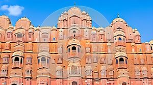 Hawa Mahal palace (Palace of the Winds) in Jaipur, Rajasthan, India. AI Generative Illustration Graphic Design Art