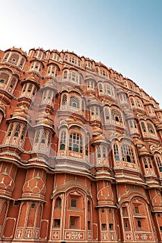 Hawa Mahal or Palace of Winds - medieval palace with 953 windows in Jaipur, India. Architecture of India