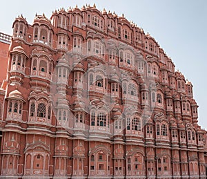 Hawa Mahal or Palace of Winds is the symbol of the Pink City of Jaipur. India.