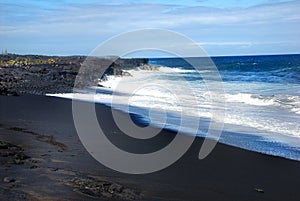 Hawaii black sand beach photo