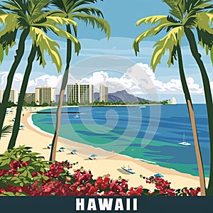 Hawaii city travel background