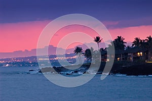 Hawaii coast at night