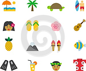 HAWAII colored flat icons