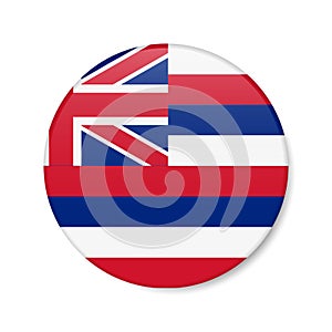 Hawaii flag circle button icon, US state round badge. 3D realistic isolated vector illustration
