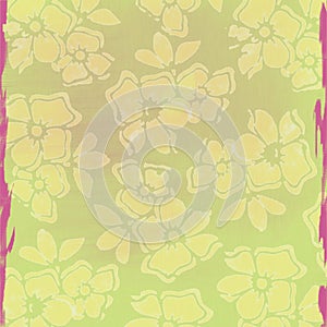 Hawaii Flowers Green Bordered Paper Background