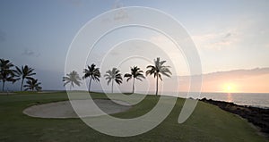 Hawaii Golf Course Sunset Panorama