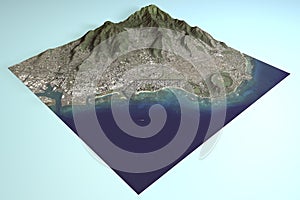 Hawaii, Honolulu, Waikiki, satellite view, section 3d