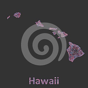 Hawaii Islands line art map