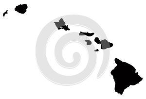 Hawaii islands map, USA, country, silhouette