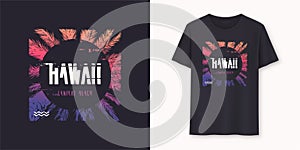 Hawaii Lanikai Beach stylish graphic tee vector design, print