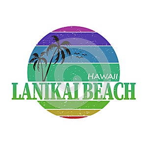 Hawaii Lanikai beach tee print with palm tree