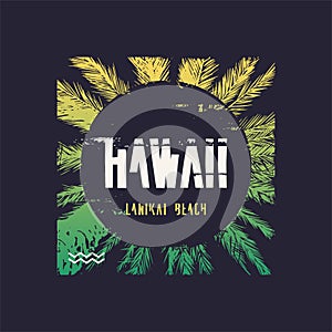 Hawaii Lanikai vector graphic t-shirt design, poster, print