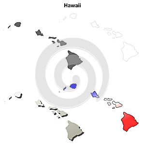 Hawaii outline map set