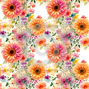 Hawaii seamless floral pattern, textile flowers elements, colorful floral, white background, summer design fashion artwork for