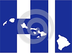 Hawaii state abbreviations HI with map photo