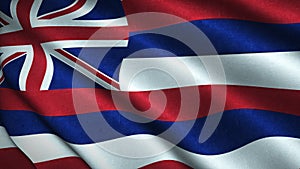 Hawaii State Flag Blowing in the Wind - Illustration Rendered in 3D