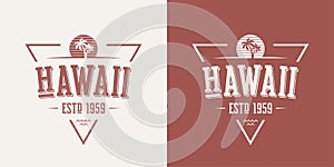 Hawaii state textured vintage vector t-shirt and apparel design, typography, print, logo, poster.